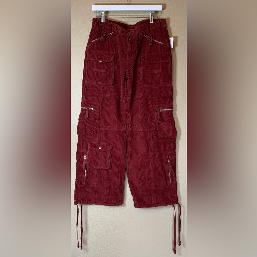 Free People Corduroy Last Time Stacked Parachute Pants Size 8 NWT - Picture 2 of 9